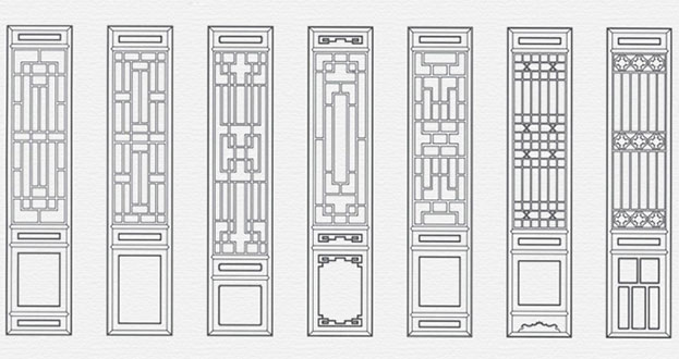 梨树常用中式仿古花窗图案隔断设计图